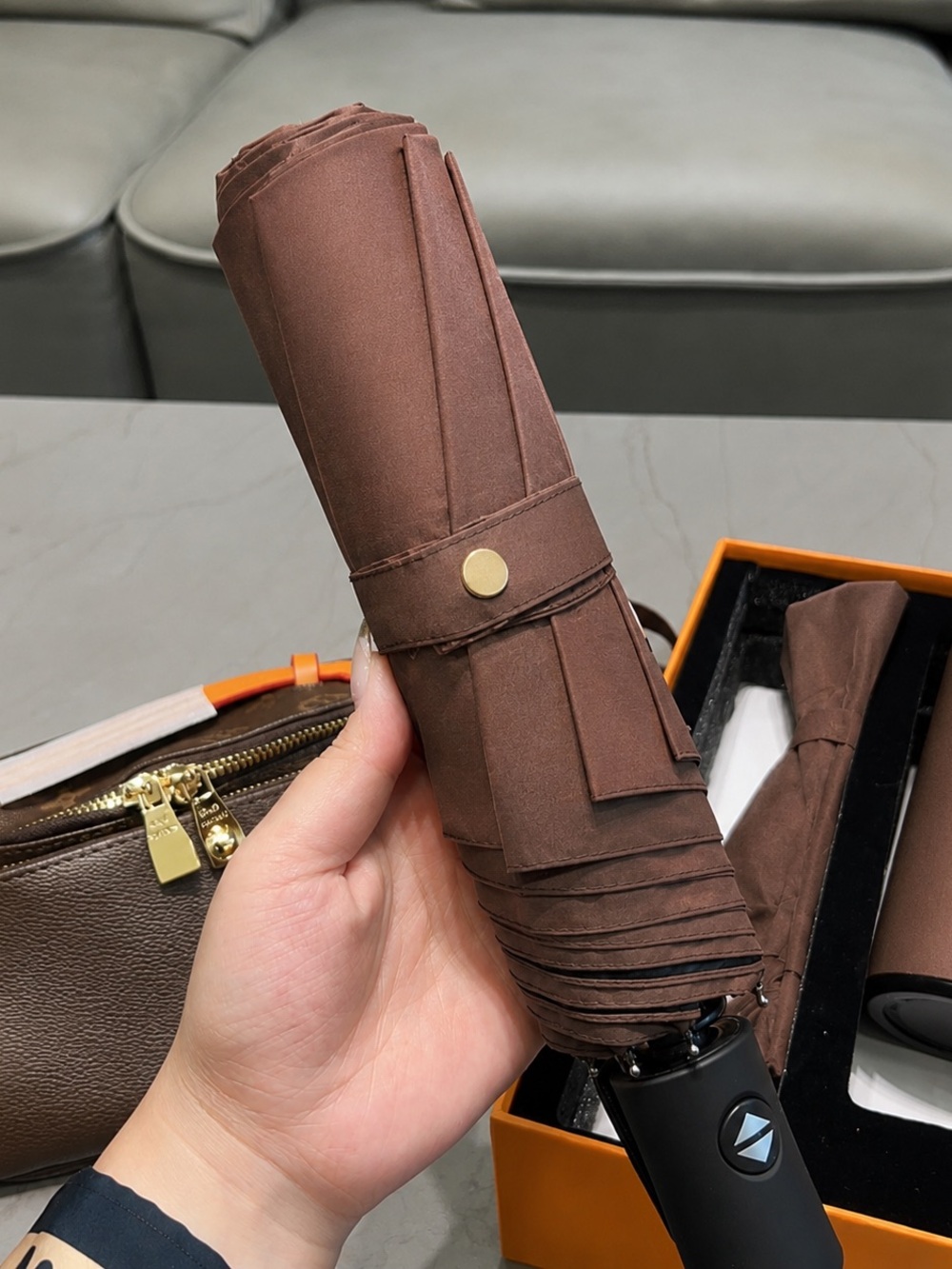 Brown monogram Women's Umbrella - Stylish Travel Accessory